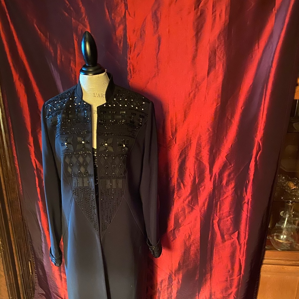 A black coat with sequins